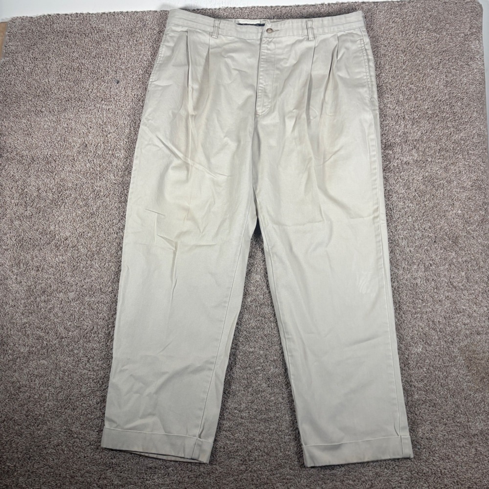 Polo Ralph Lauren Hammond Pant Mens 40x30 Tan Khaki Pleated Cuffed Chinos